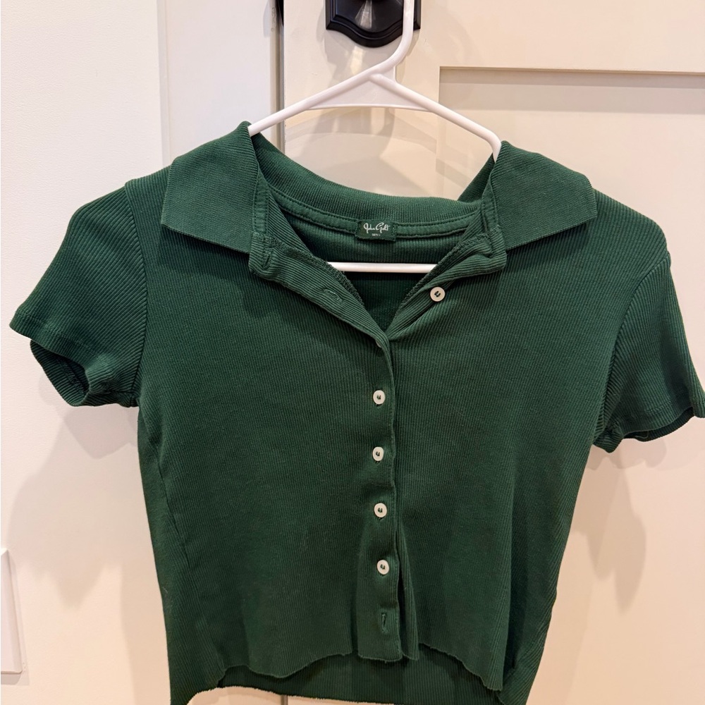 Brandy Melville Dark Green Button-Up Shirt